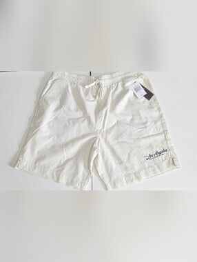 Saints Studio Textured White Drawstring Shorts